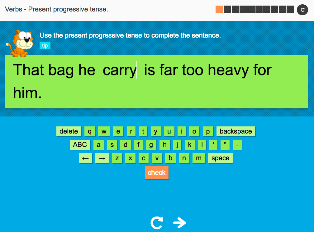 Present Progressive Tense Interactive Activity KS3 Spag Teaching