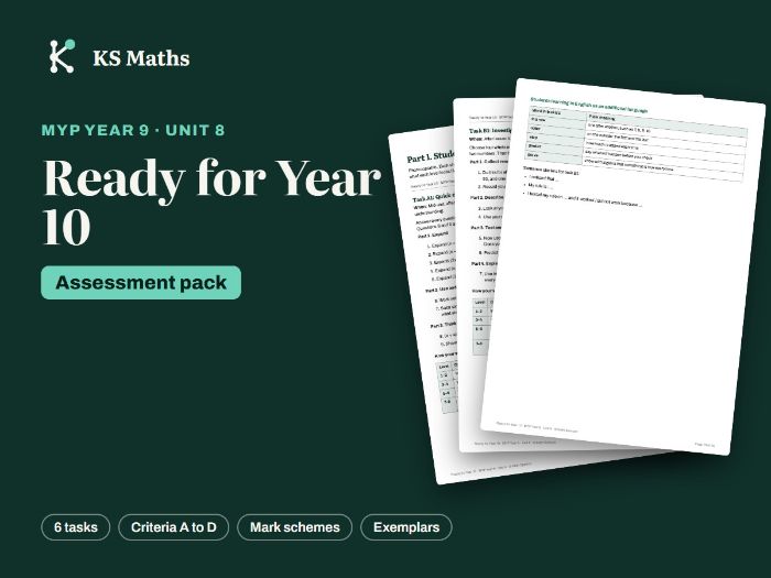 MYP Year 9 Ready for Year 10 assessment: criteria A-D + mark schemes