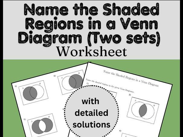 workbook focuses on identifying and naming shaded regions within three-set Venn diagrams