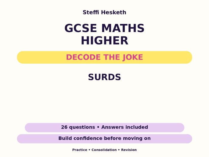 Surds | GCSE Decode the Joke + Answers