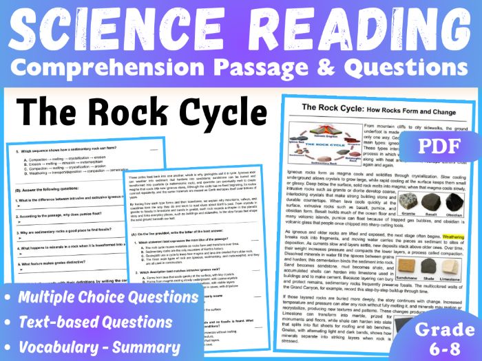 Earth Science Reading Comprehension Passage: The Rock Cycle