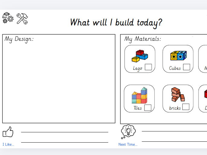EYFS Editable Construction Area Design Sheet