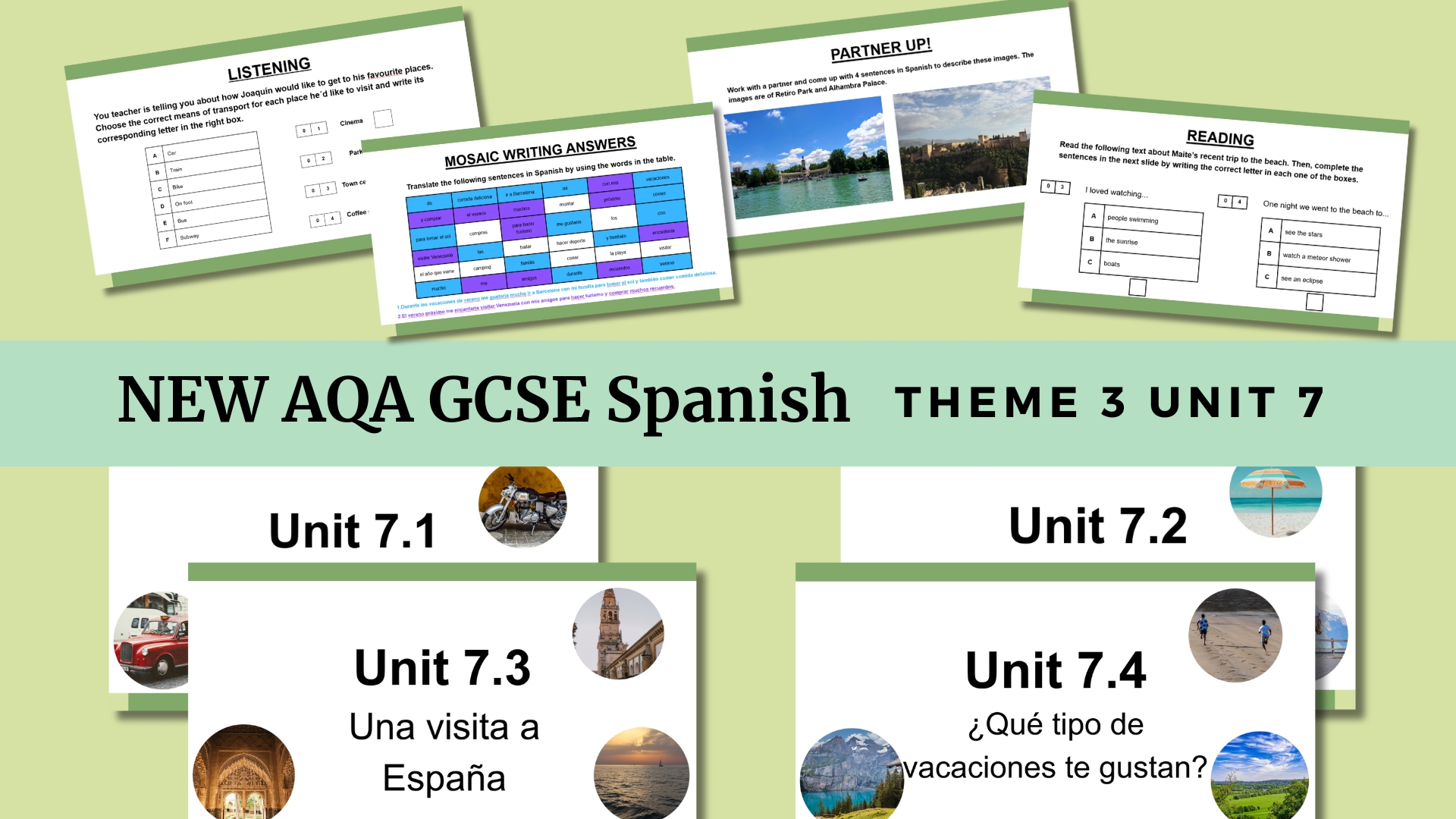 Theme 3 Unit 7- Travel and Tourism (New AQA GCSE Spanish)