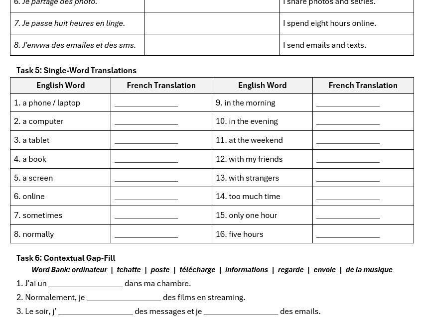 AQA GCSE 2026: Activities Online Vocab | Technology (French Foundation)