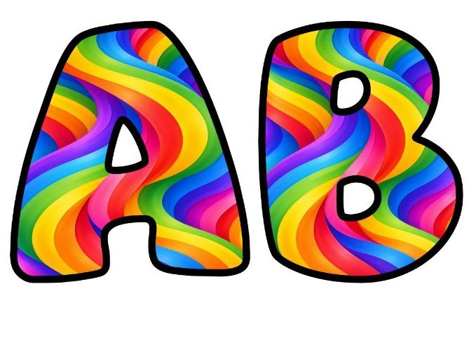 Glossy Rainbow Swirl Bubble Letters | Rainbow Bulletin Board Letters | Classroom Display Pack