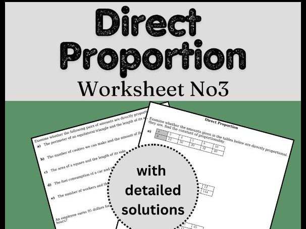 Direct Proportion Worksheet No 3 (with solutions)