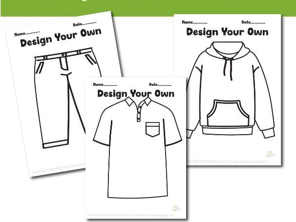 Design Your Own Clothes T-Shirt, Dress, Sweater, and Pants | Art & Craft Printable Set