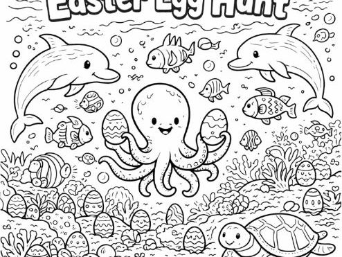 Under the Sea Easter Egg Hunt Colouring Sheet- Count the Eggs