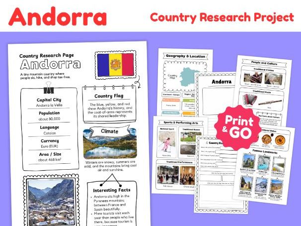 Andorra Geography Research Project | Printable Activities
