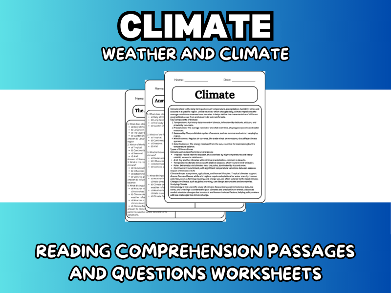 Climate - Weather and Climate Reading Comprehension Passages ...