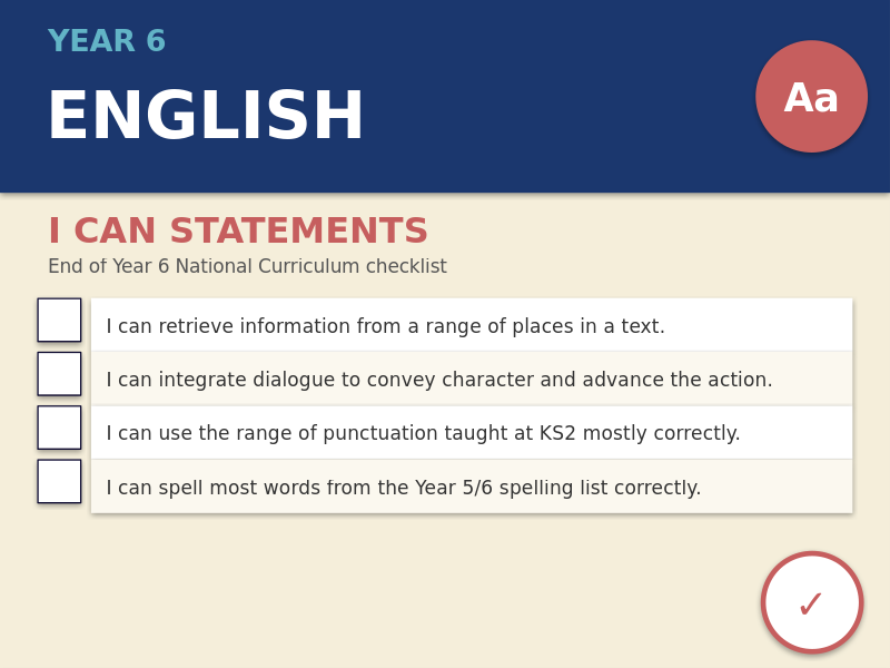 Year 6 English I Can Statements | End of Year National Curriculum Checklist