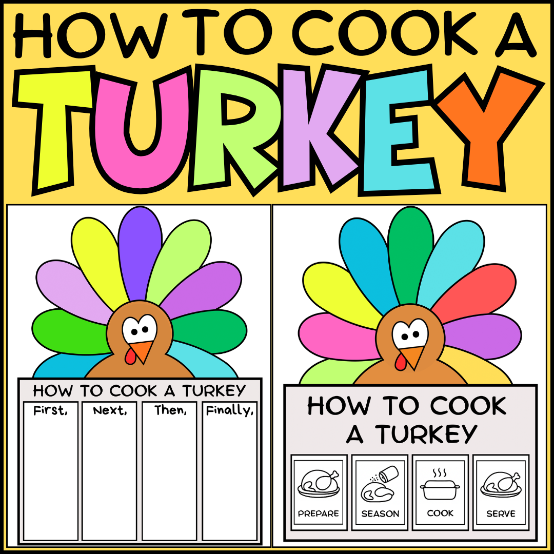 how to cook a turkey sequencing craft | thanksgiving writing
