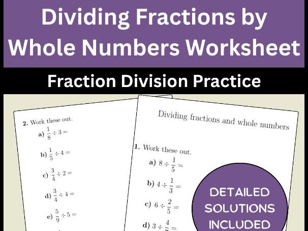 Dividing Fractions by Whole Numbers Worksheet Fraction Division Practice
