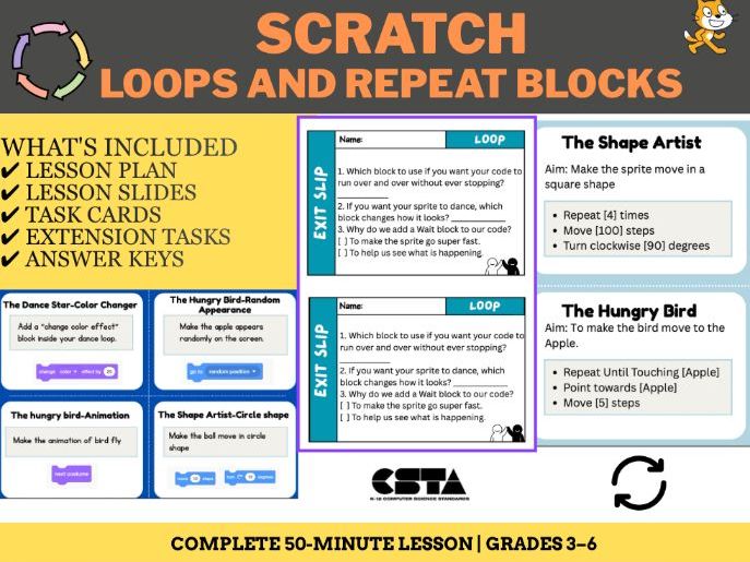 Scratch Lesson: Loops and Repeat Blocks |  No-Prep STEM Lesson