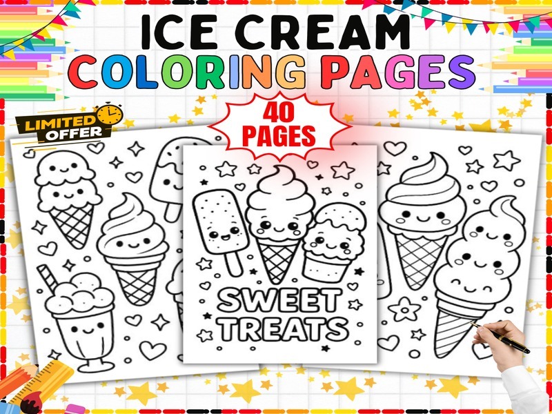 Dessert Coloring Pages | 40 Ice Cream Coloring Sheets for Summer Class Parties