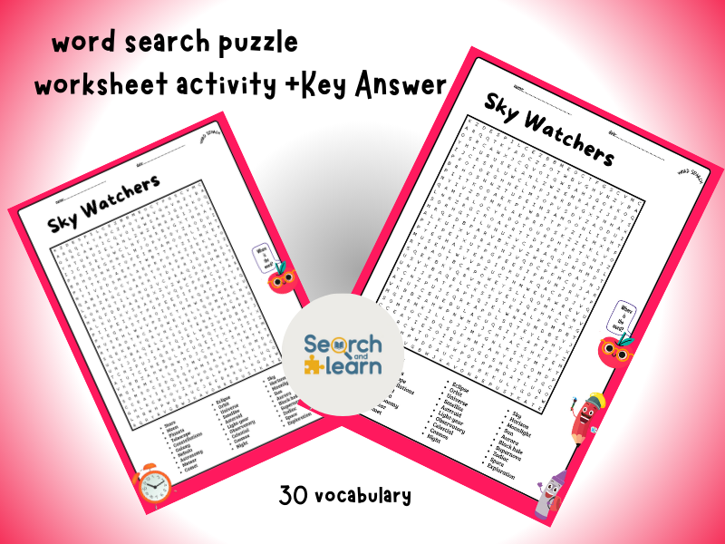 Sky Watchers Word Search Puzzle Worksheet + Answer Key