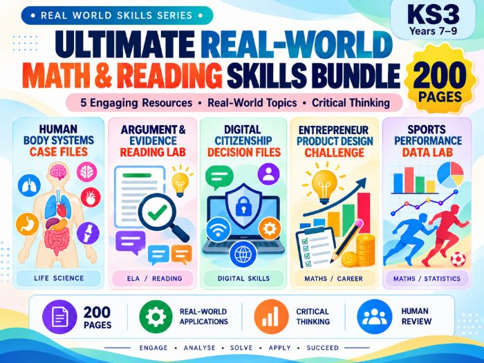 KS3 Cross-Curricular Skills Bundle – Maths, Science, Reading & Digital Citizenship – 200 Pages