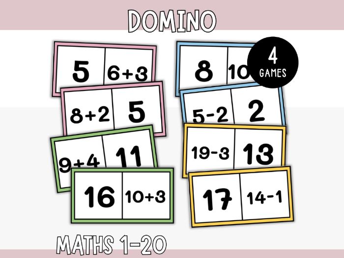 Maths Domino - Addition and Subtraction 1-20 (4 Games)