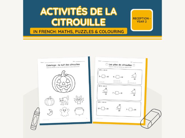 French Pumpkin Activity Pack: Puzzles & Maths