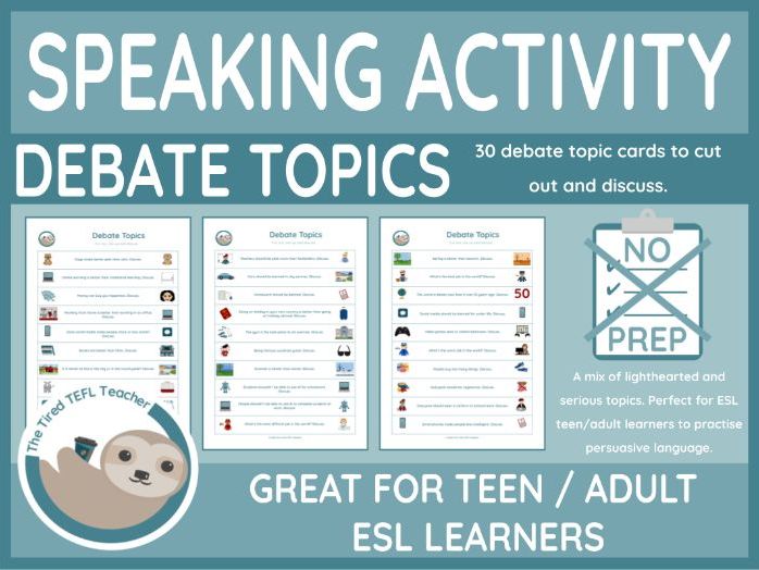 30 ESL Debate Topic Cards
