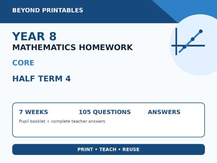 Year 8 Maths Homework Half Term 4 – Core Booklet with Answers