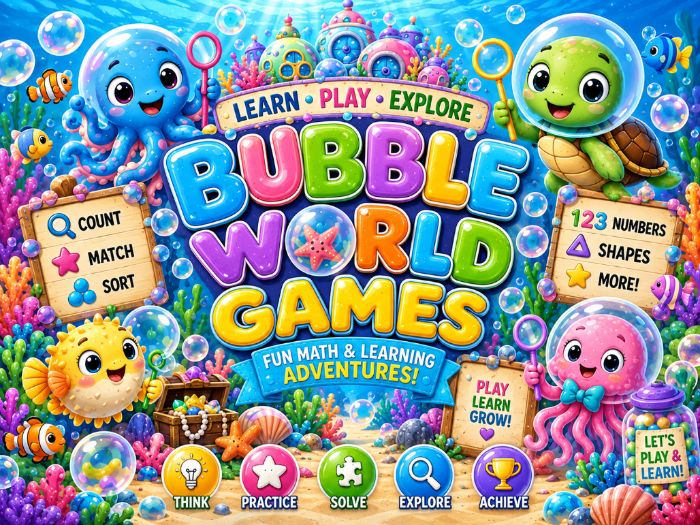 Bubble World Math Games & Centers | Numbers 1–20, Counting, Shapes & Number Sense | Preschool–1st Gr