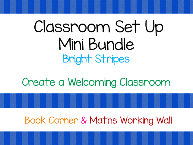 Maths Working Wall & Book Corner Mini Bundle- Bright Stripes