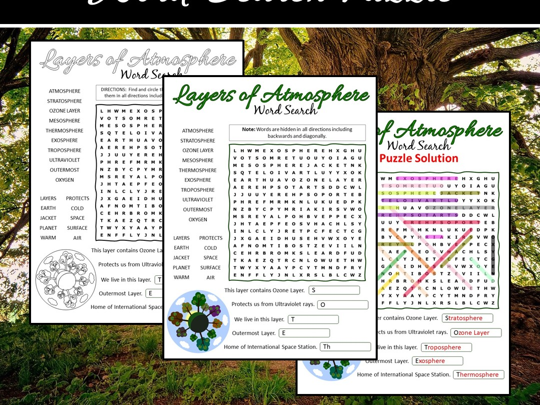 Layers Of Atmosphere Word Search Puzzle Teaching Resources