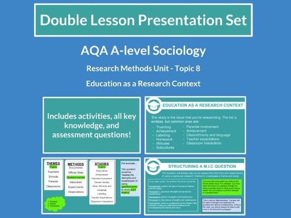 Education as a Research Context - AQA A-level Sociology - Research Methods - Topic 8