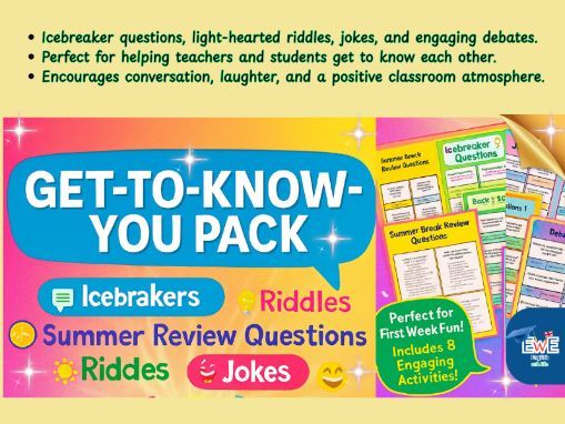 ESL Icebreaker Worksheets & Games Speaking & Listening Activities | Year 5–9 | KS2, KS3