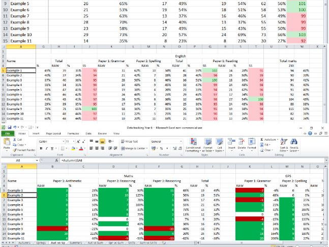 Data tracking spreadsheet