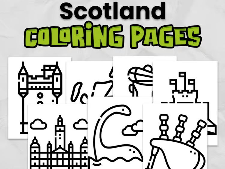 Scotland Colouring Pages | Scotland Country Study | UK Geography Activity