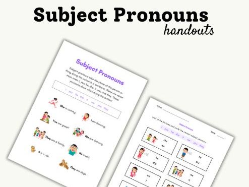 Subject Pronouns Handouts & Classroom Poster | Early Learners