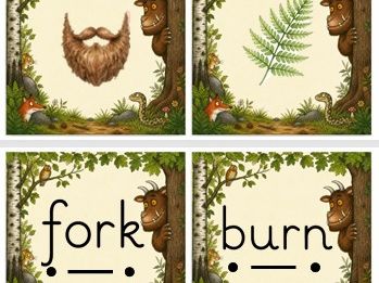 Gruffalo themed Phase 3 cvc words and matching pictures