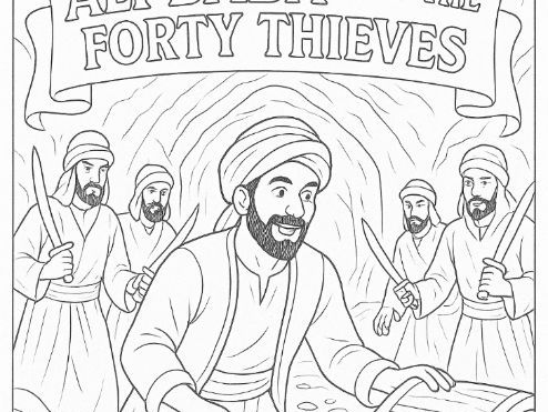 Ali Baba and the Forty Thieves Colouring Sheet - Golden Age of Islam
