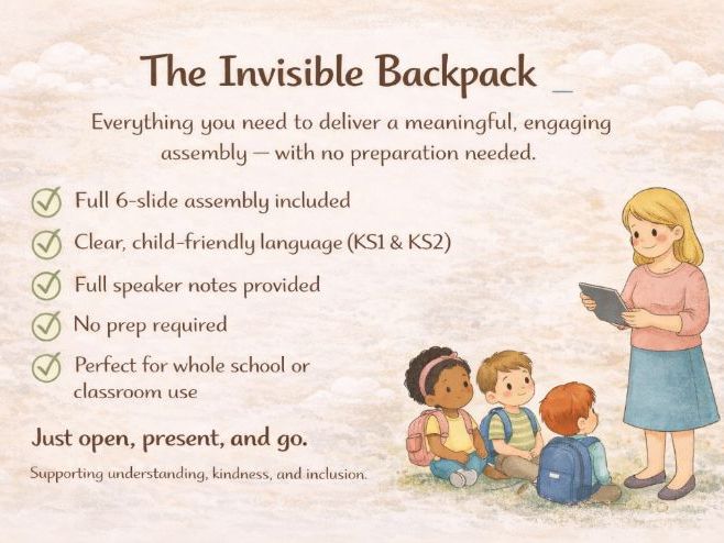 The Invisible Backpack Assembly (KS1 & KS2) | No Prep | Speaker Notes Included |