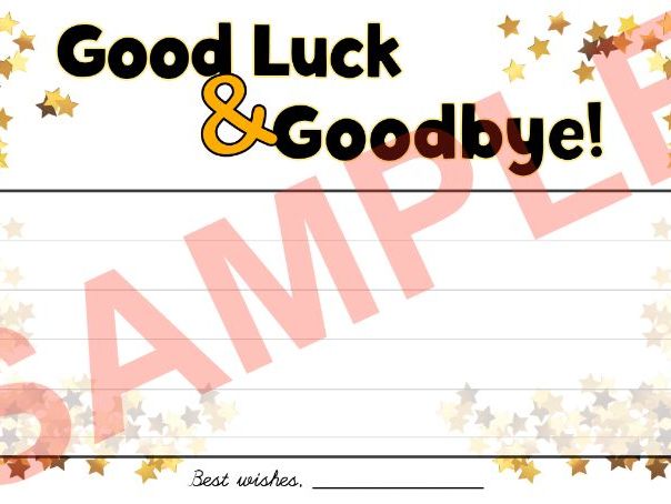 Goodbye/Good Luck Message Card Template