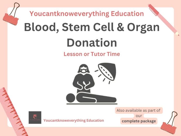 Blood, Organ & Stem Cell Donation PSHE Lesson