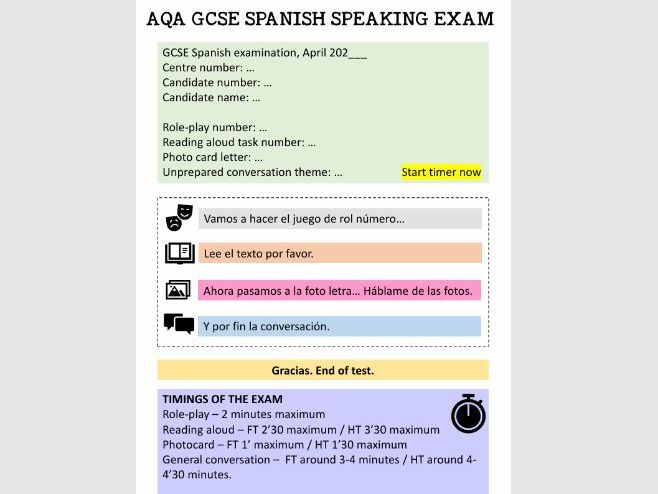 GCSE Spanish 2026 - Speaking exam teacher script