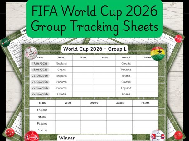 FIFA World Cup 2026 Group Tracking Sheets