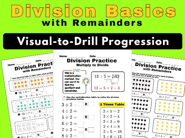 Division with Remainders | Visual Models to Drills | Year 3-5 math, KS2