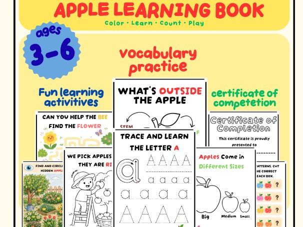 Apple - All About Me, Letter A, Color & Fine Motor