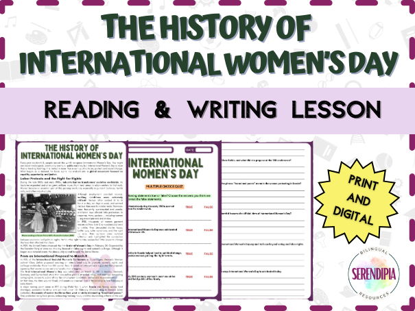 History of International Women's Day Reading Comprehension Activities | Middle School KS3 Literacy