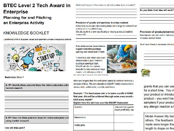 BTEC LEVEL 2 TECH AWARD ENTERPRISE Component 2 Assignment 1 Pitching and Planning for an Enterprise