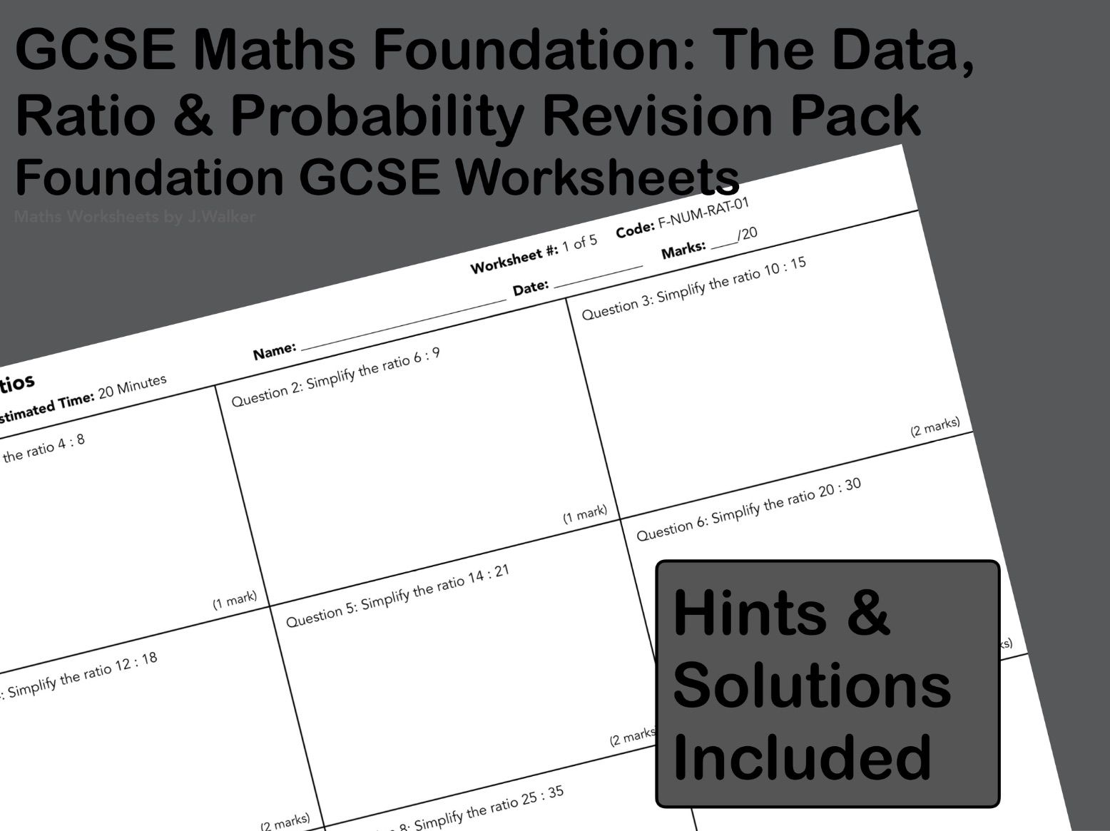 GCSE Maths Foundation: The Data, Ratio & Probability Revision Pack