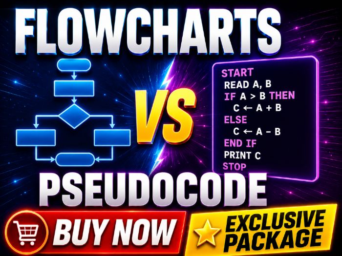 Flowcharts vs pseudocode - Complete Lesson Pack for Cambridge IGCSE, AS & A-Level Computer Science