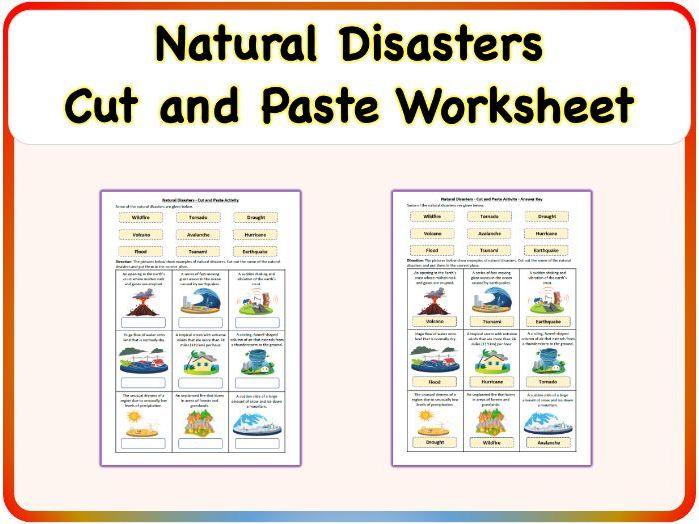 Natural Disasters - Cut and Paste Worksheet Activity (Printable PDF)