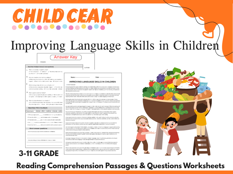 Improving Language Skills in Children reading Comprehension Passages & Questions Worksheets