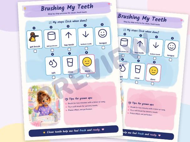 Brushing My Teeth: Visual Steps Poster