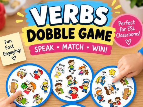 Verbs Dobble Game | Fast-Paced Speaking & Memory Card Game for ESL/EFL Students